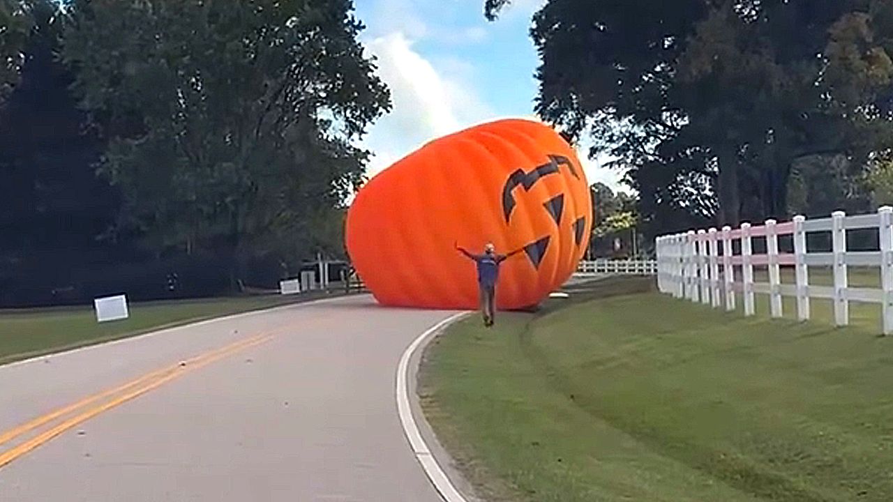 Giant inflatable pumpkin escapes from North Carolina festival and rolls ...