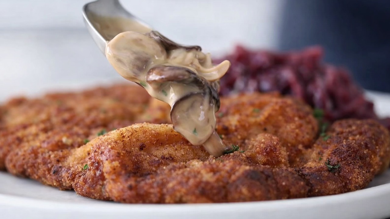 This German pork schnitzel is crispy on the outside and surprisingly ...