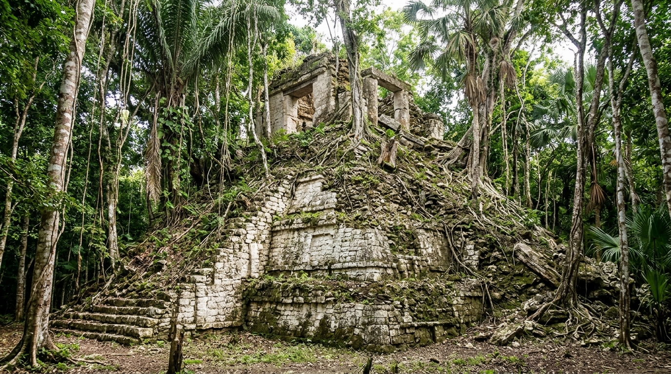 Overgrown Mexican jungle pyramid reveals six-foot-thick limestone walls ...