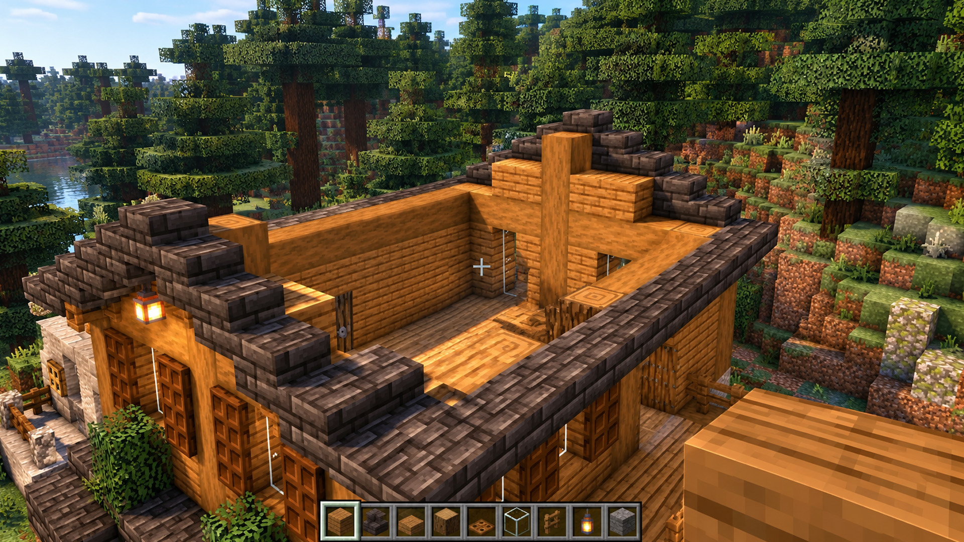 This large spruce cabin looks amazing in Minecraft