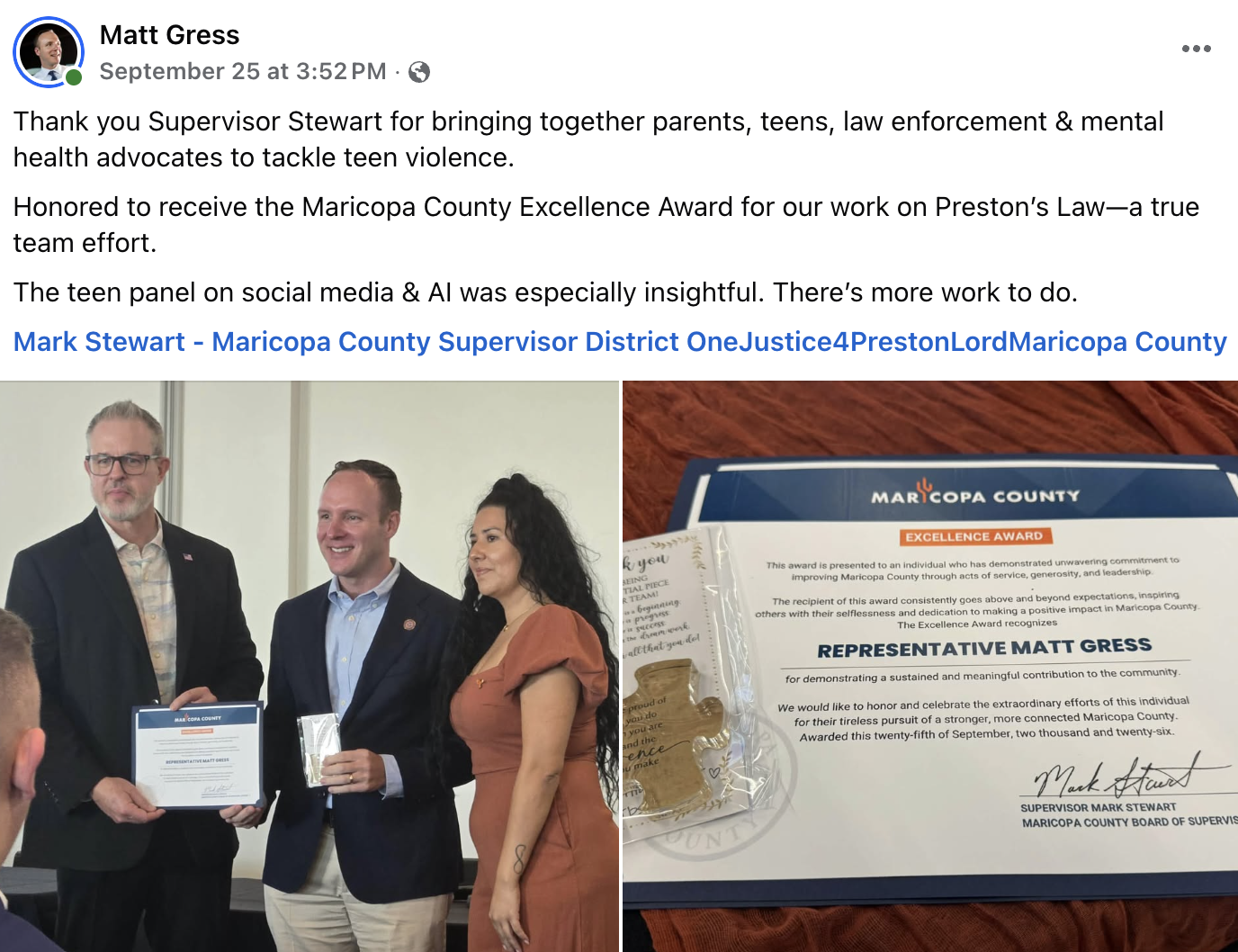 Scoop: Maricopa County never OK'd Matt Gress' excellence award