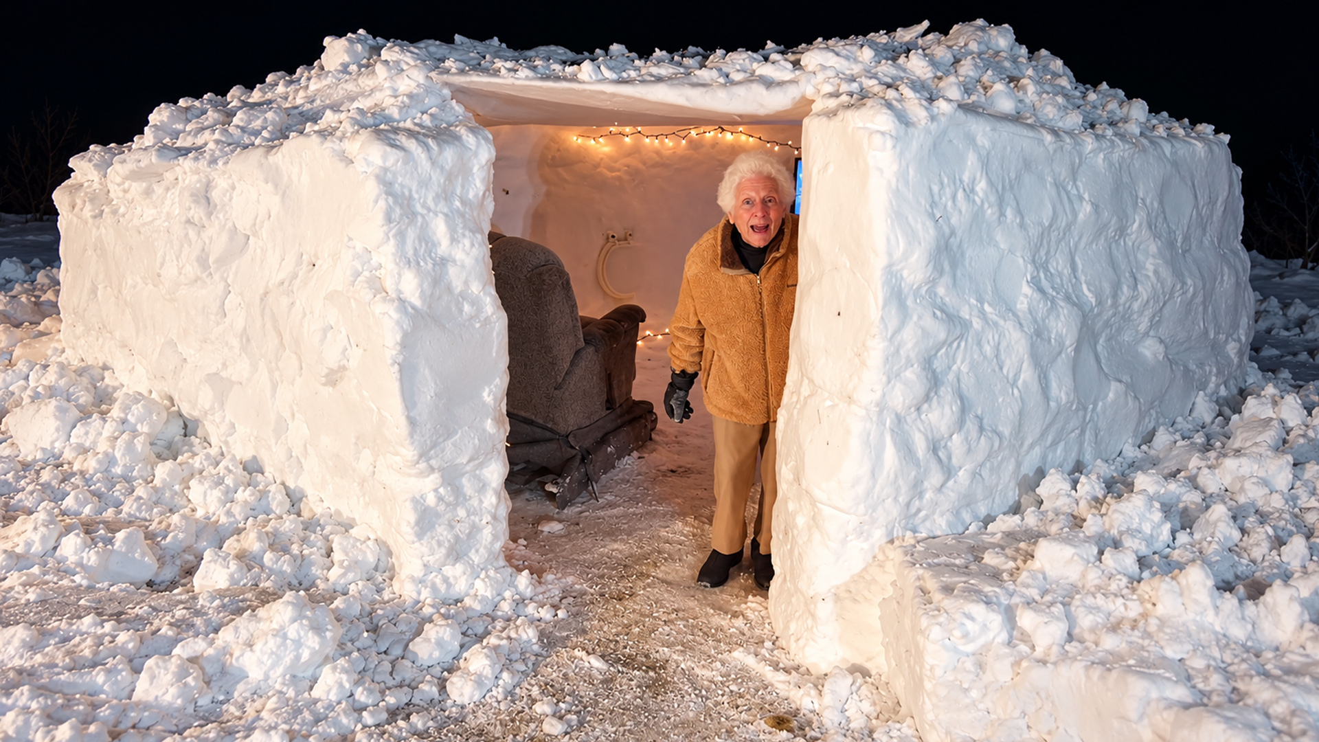 They builds granny her own luxury snow castle