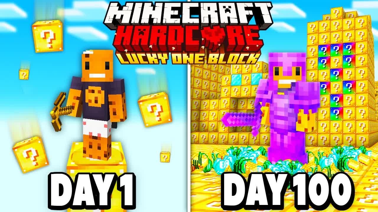 How I survived 100 days with only one lucky block in Minecraft hardcore ...
