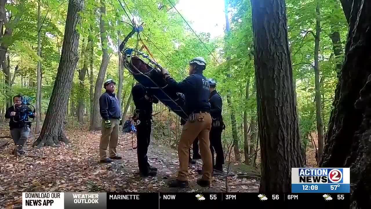 FVTC firefighting students perform rope rescue training