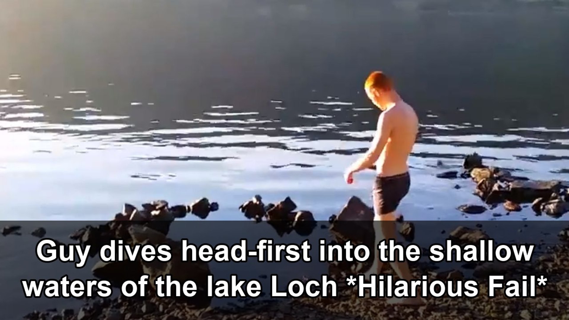 Shallow-water diving mishap as a man attempts a headfirst plunge into a ...