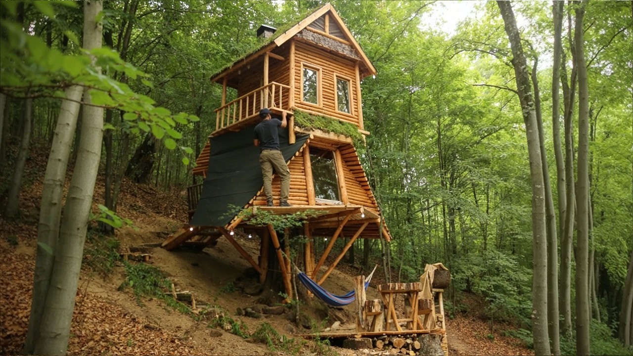 I built a magical wooden house deep in the forest on a giant stump
