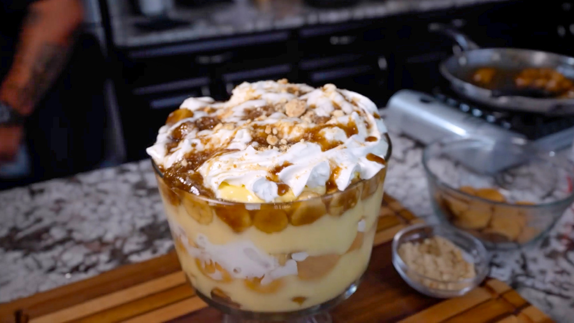 Southern banana pudding with a bananas foster twist