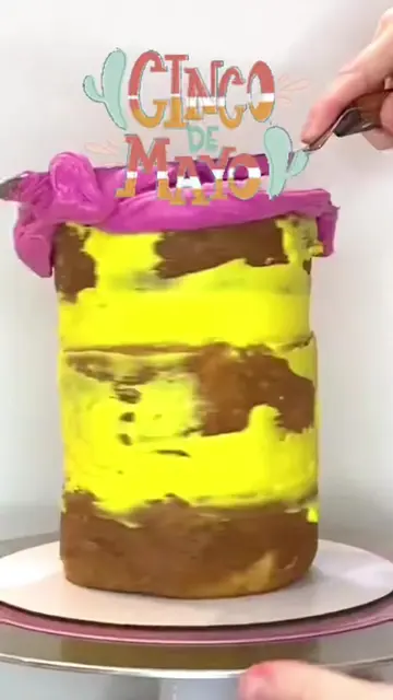 Cinco de Mayo rainbow ruffle cake decorating tutorial