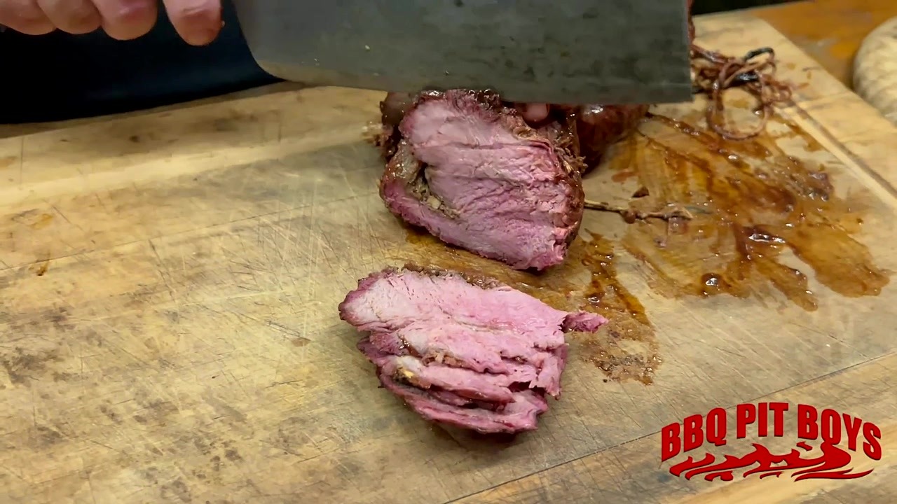 Rolled beef eye fillet gets turned into the ultimate pit sandwich