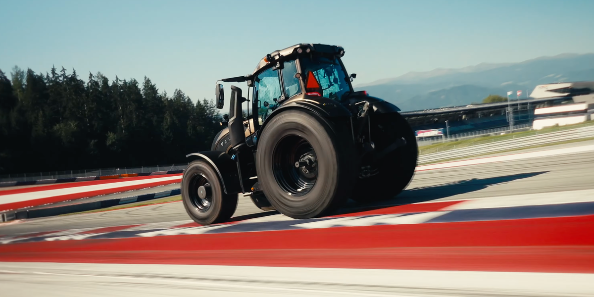 A 245-HP Finnish farm tractor set a speed record at Austria's Red Bull racetrack