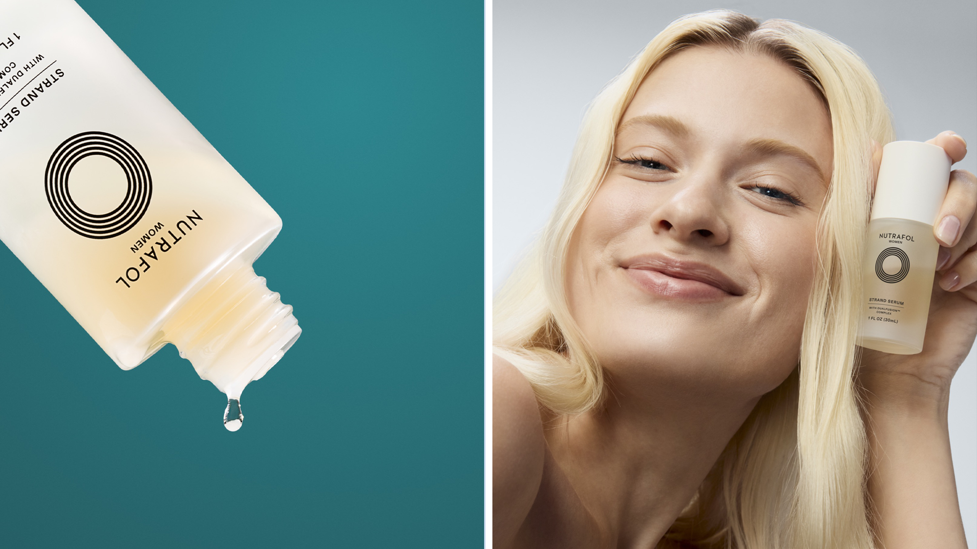 Nutrafol's strand serum claims up to 83% less breakage after 5 uses