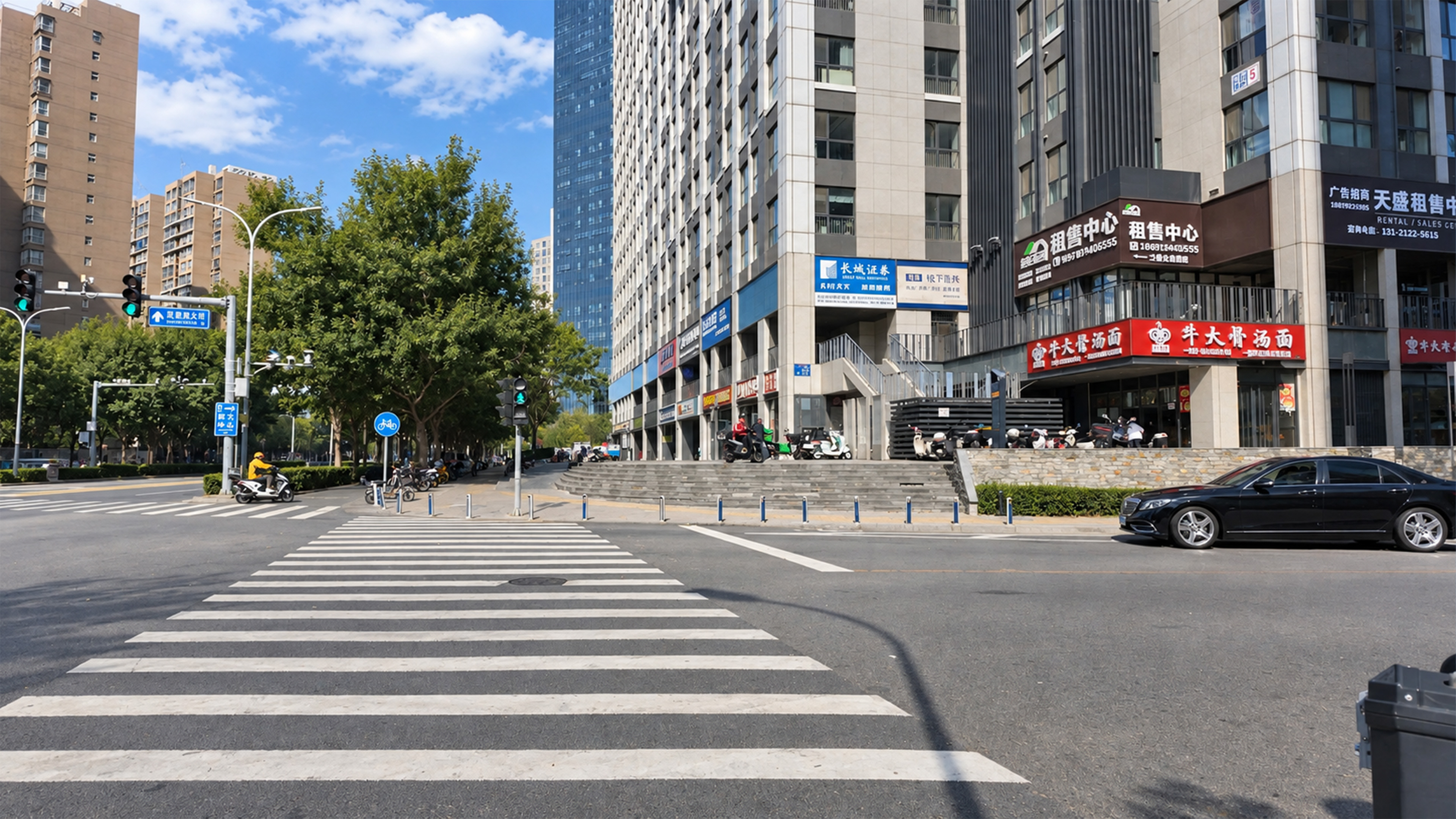 China’s modern towers rise above this quiet city intersection