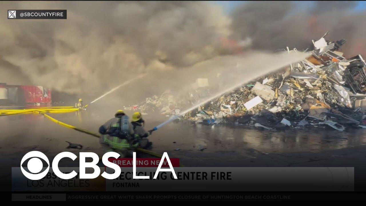 Crews battle flames at Fontana recycling center