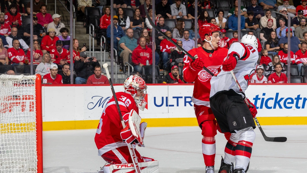 Hughes' OT heroics lift Devils past Red Wings 5-4