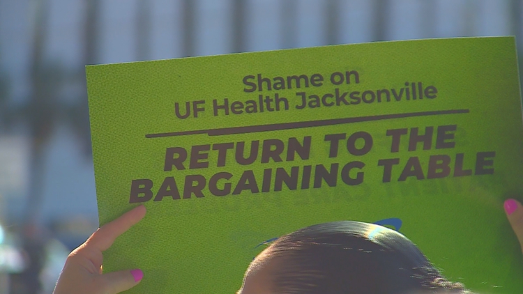 UF Health Jacksonville workers rally as union files unfair labor ...