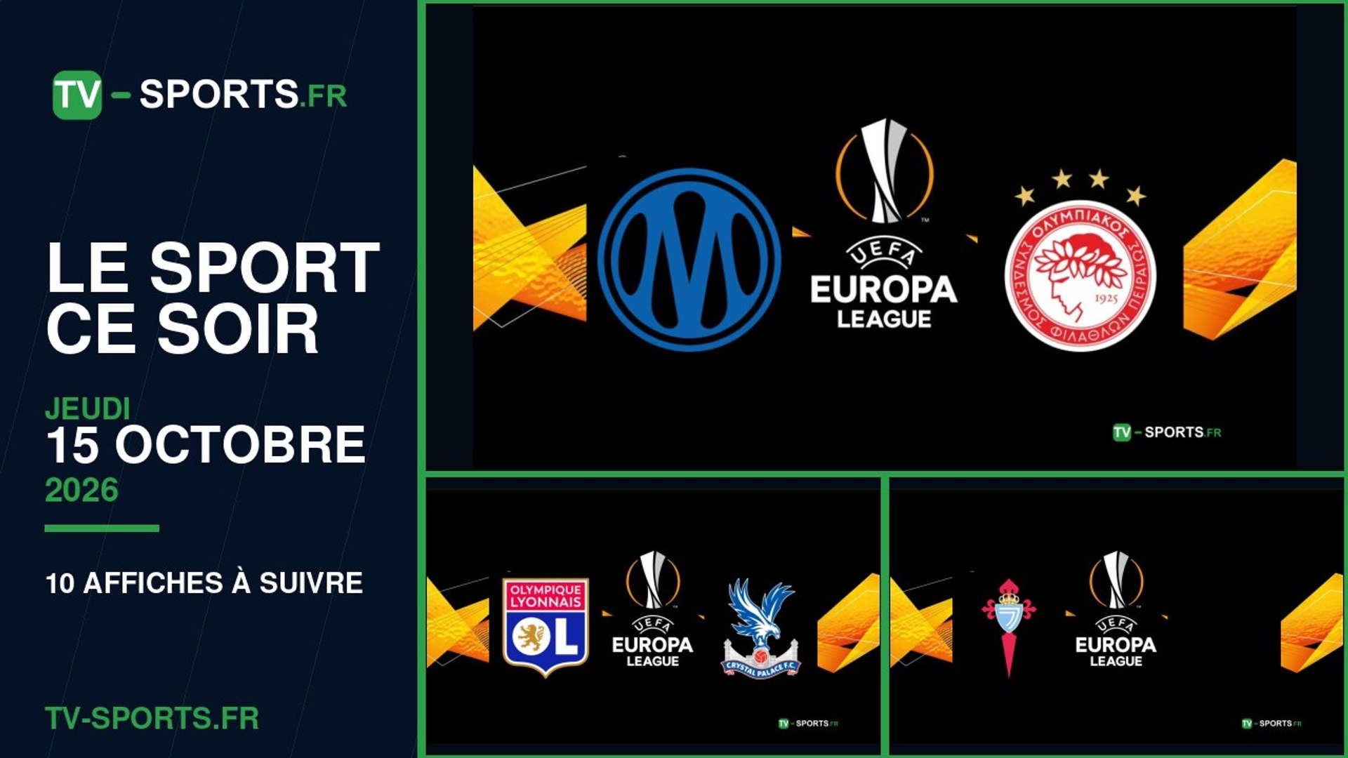 Programme sport du jeudi 15 octobre 2026 : les affiches à suivre