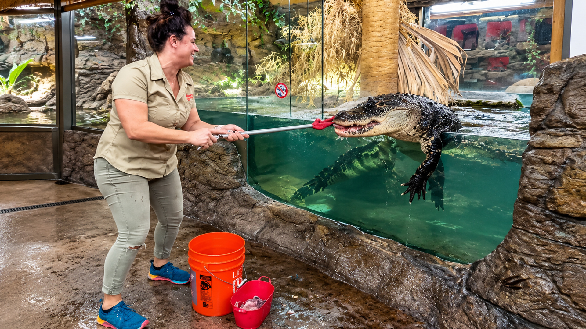 Dinner brings this massive gator right to the edge
