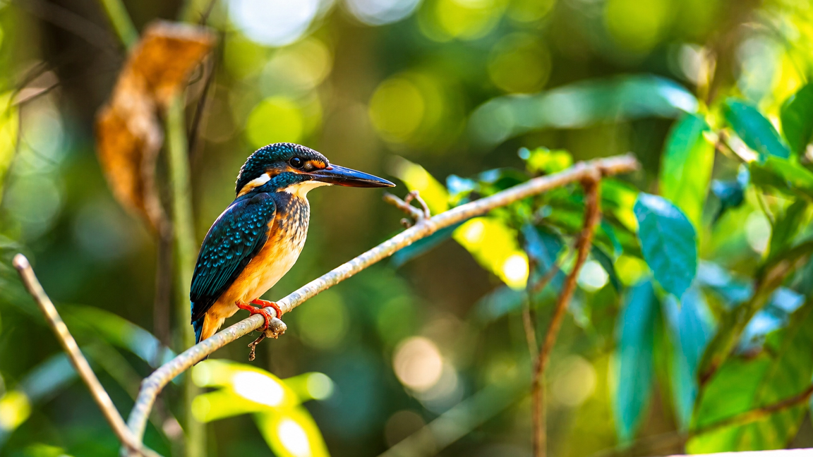 Beautiful kingfisher showing its brilliant blue and orange feathers