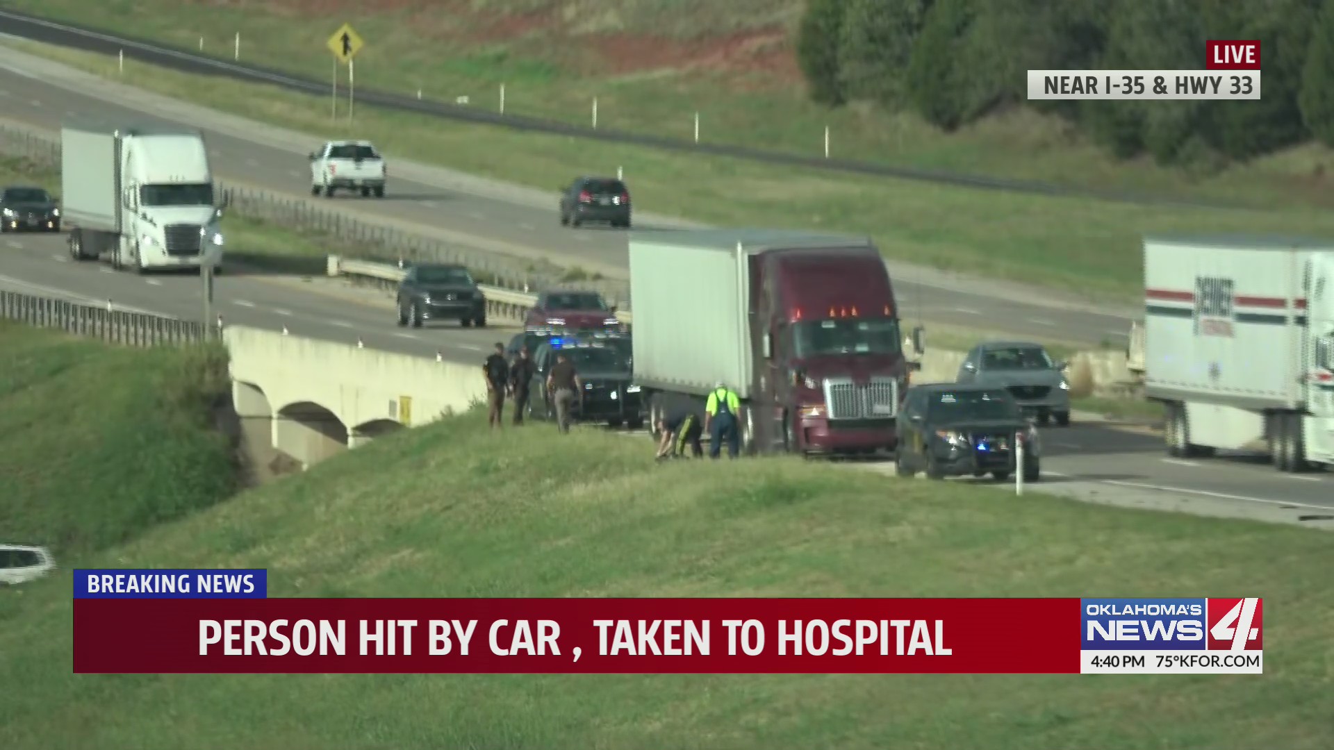 Person hit by car, taken to hospital