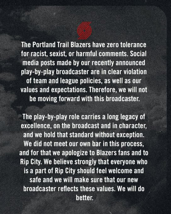 Trail Blazers hire temporary TV voice after Braiden Bell tweet controversy