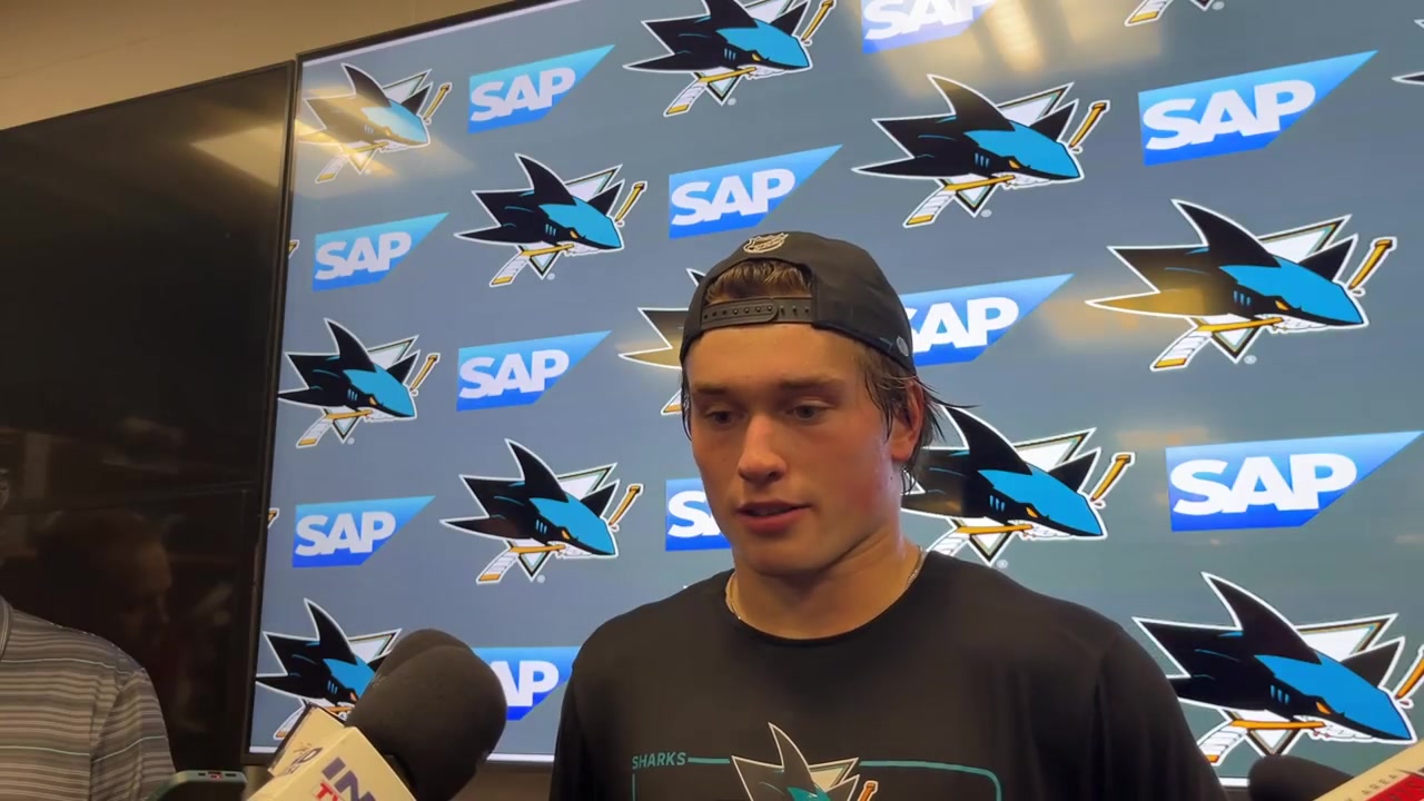 Celebrini on Ivar Stenberg's first goal and 40 shots in Sharks' loss to ...