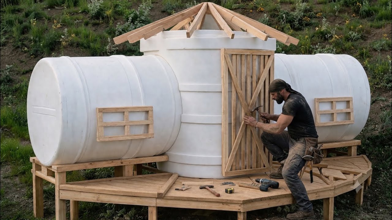 Building a 2-bedroom home from 3 water tanks
