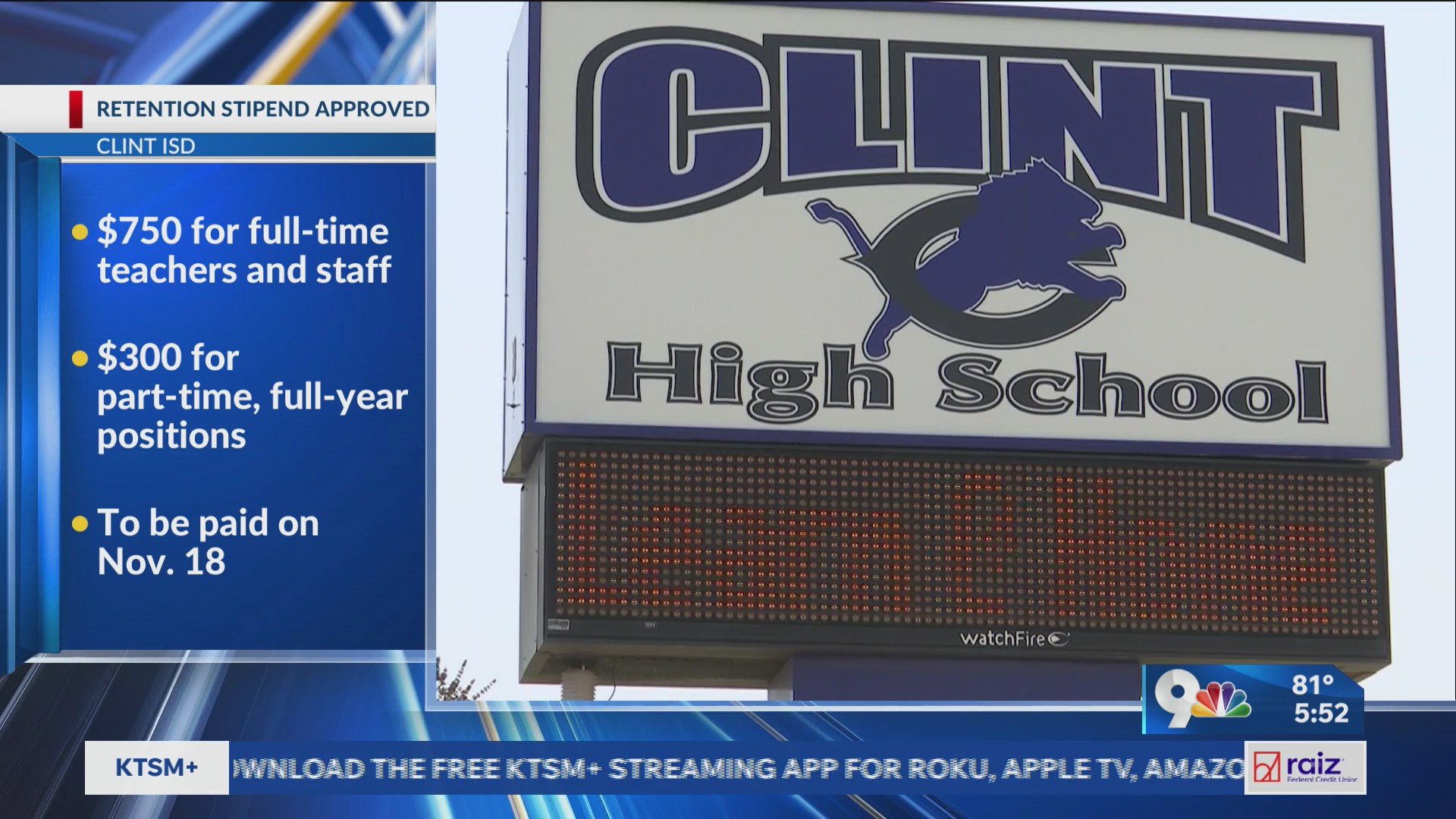 Clint ISD board OKs one-time teacher, staff bonuses