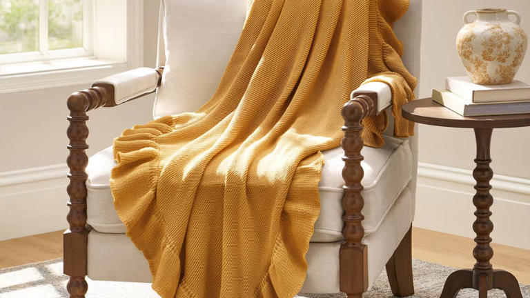 Cozy up with the Pioneer Woman's $25 ruffle throw blanket for chilly nights