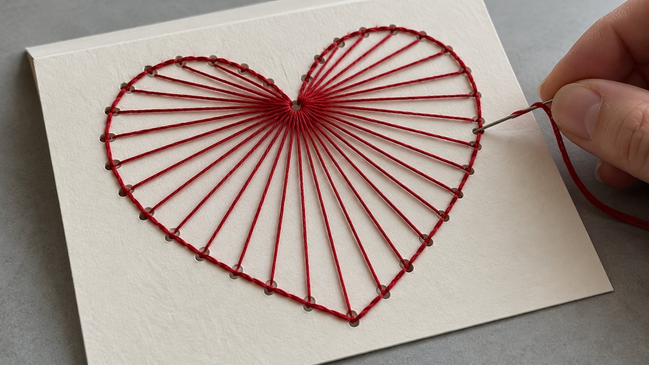 Want a handmade card with texture? Try a stitched heart