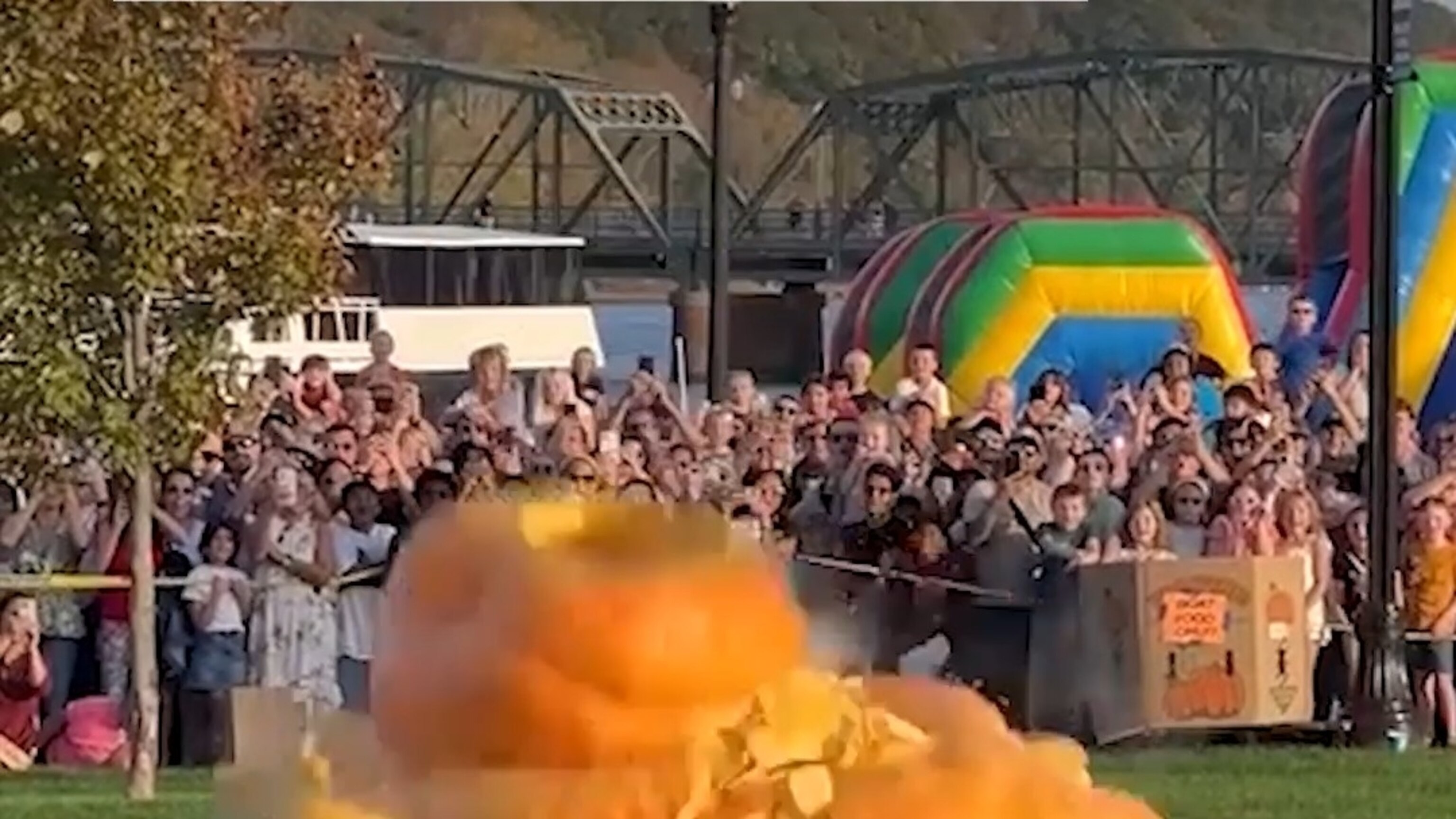 Giant pumpkin-smashing draws a crowd at Minnesota harvest fest