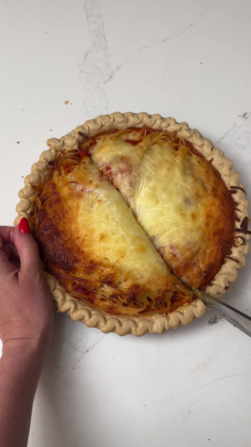 This homemade spaghetti pie is loaded with flavor in every bite