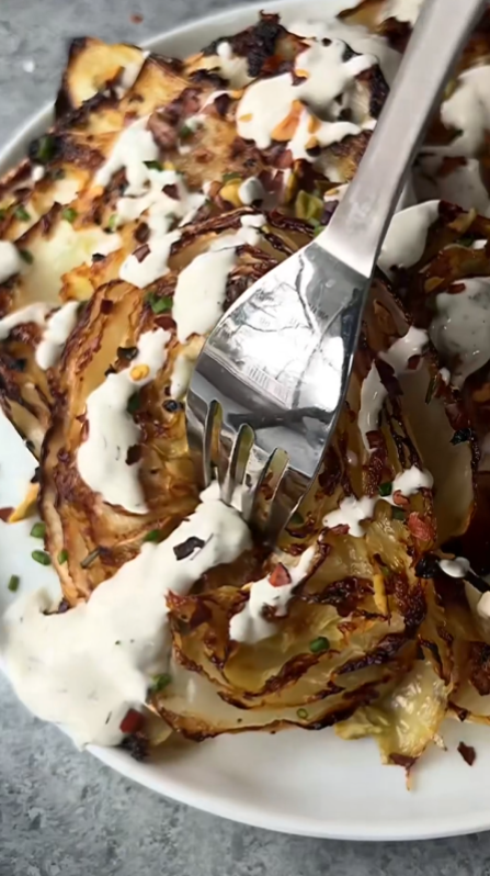 Honey mustard garlic butter cabbage with creamy ranch
