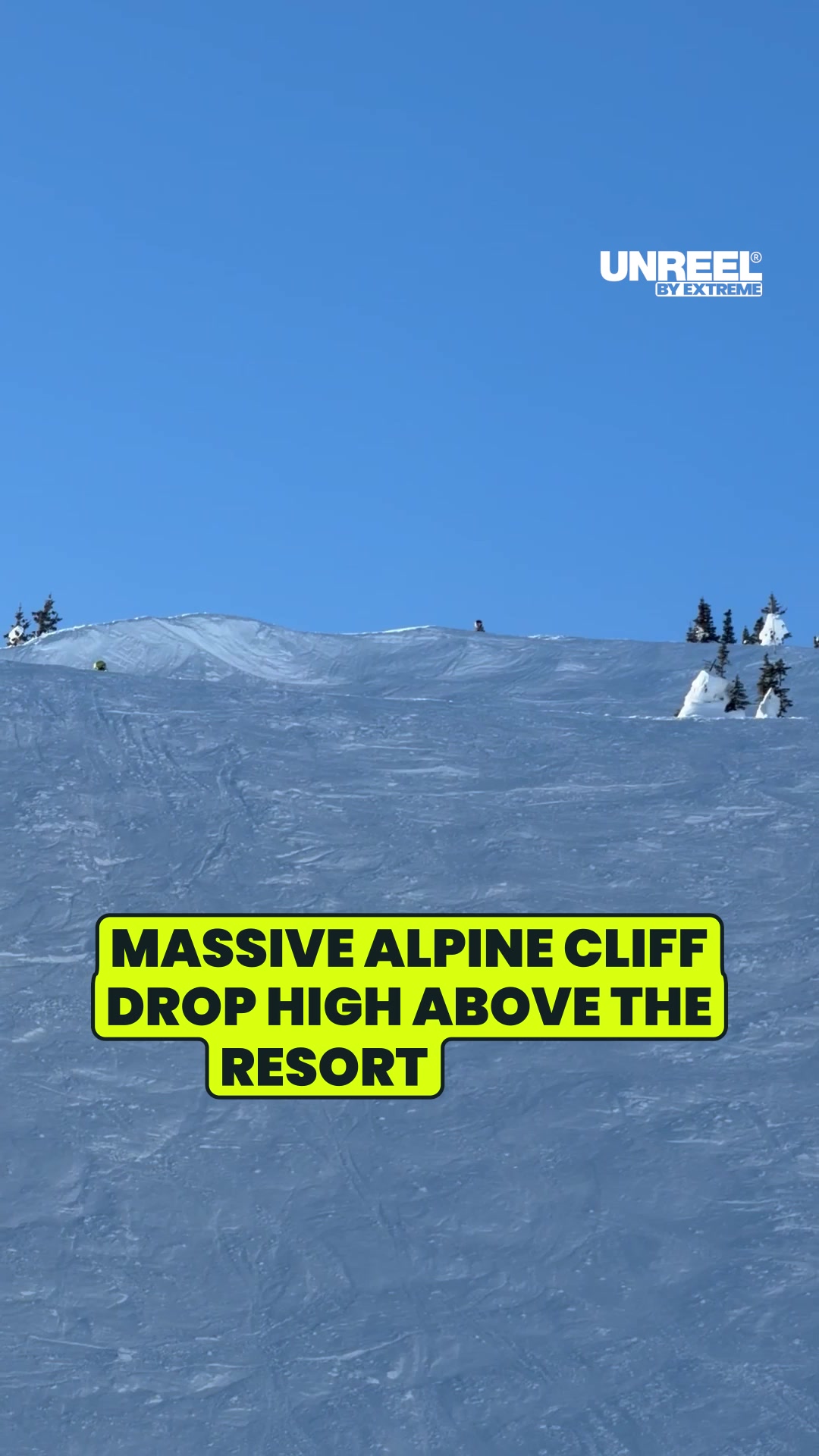 Extreme alpine cliff drop! High-speed freeride ski jump over a vertical ...
