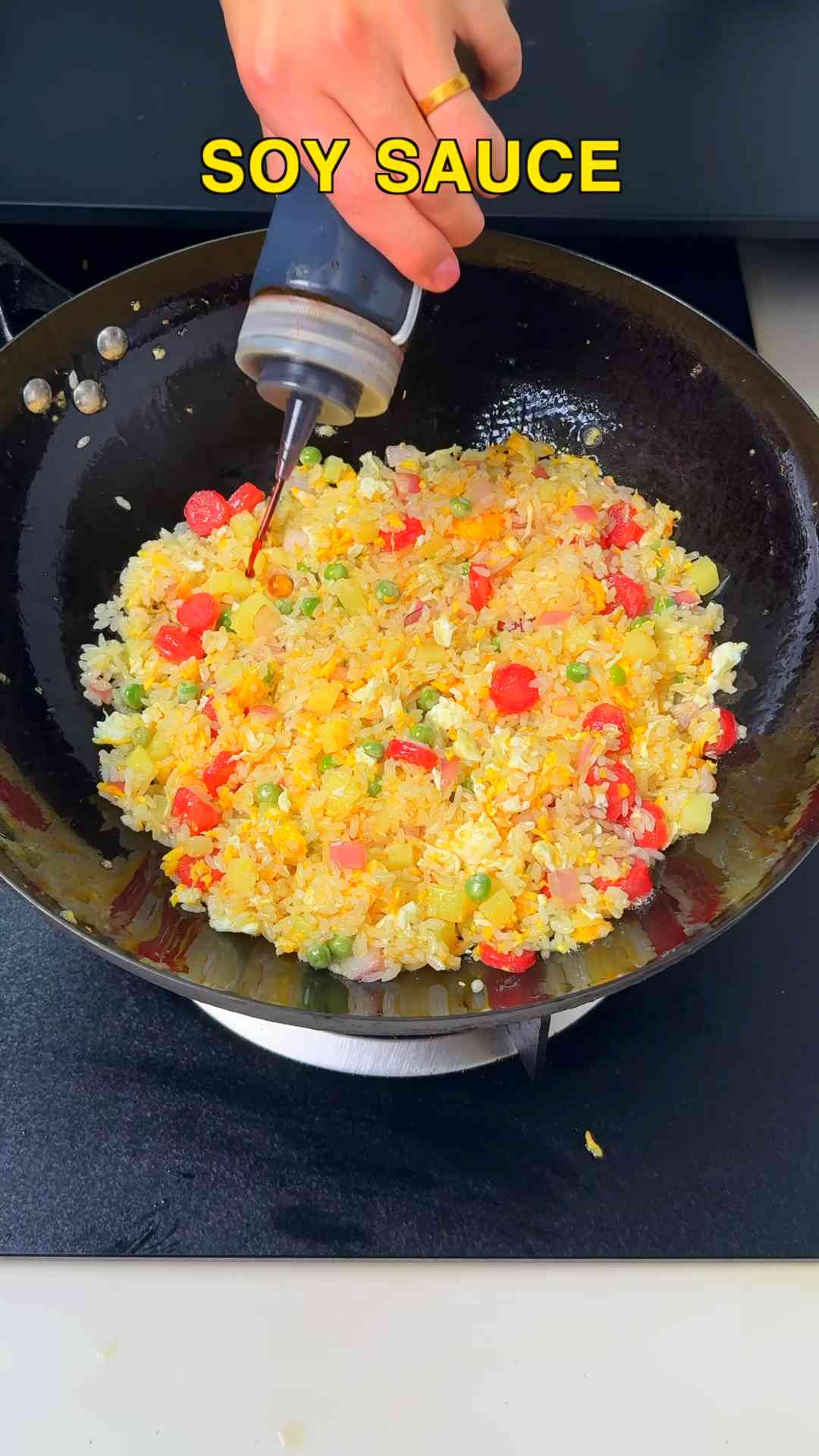 Cantonese sausage fried rice with potato and onion