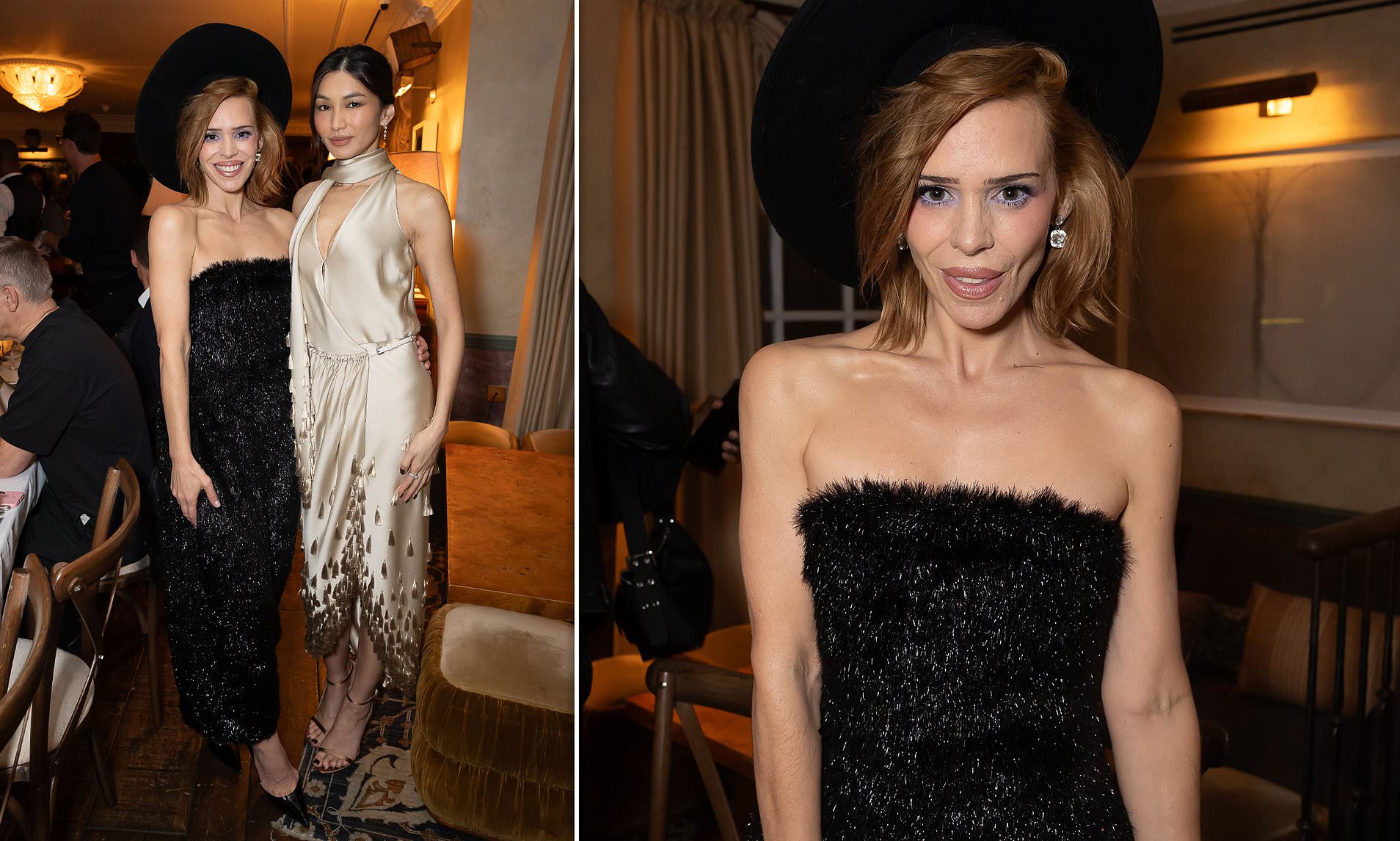 Billie Piper exudes glamour in a kooky furry strapless dress at Variety ...