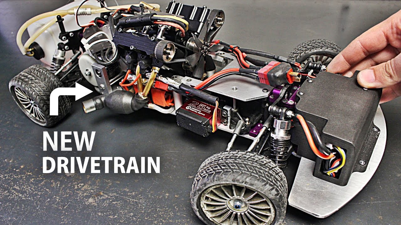 V4 RC car transmission modifications and initial testing