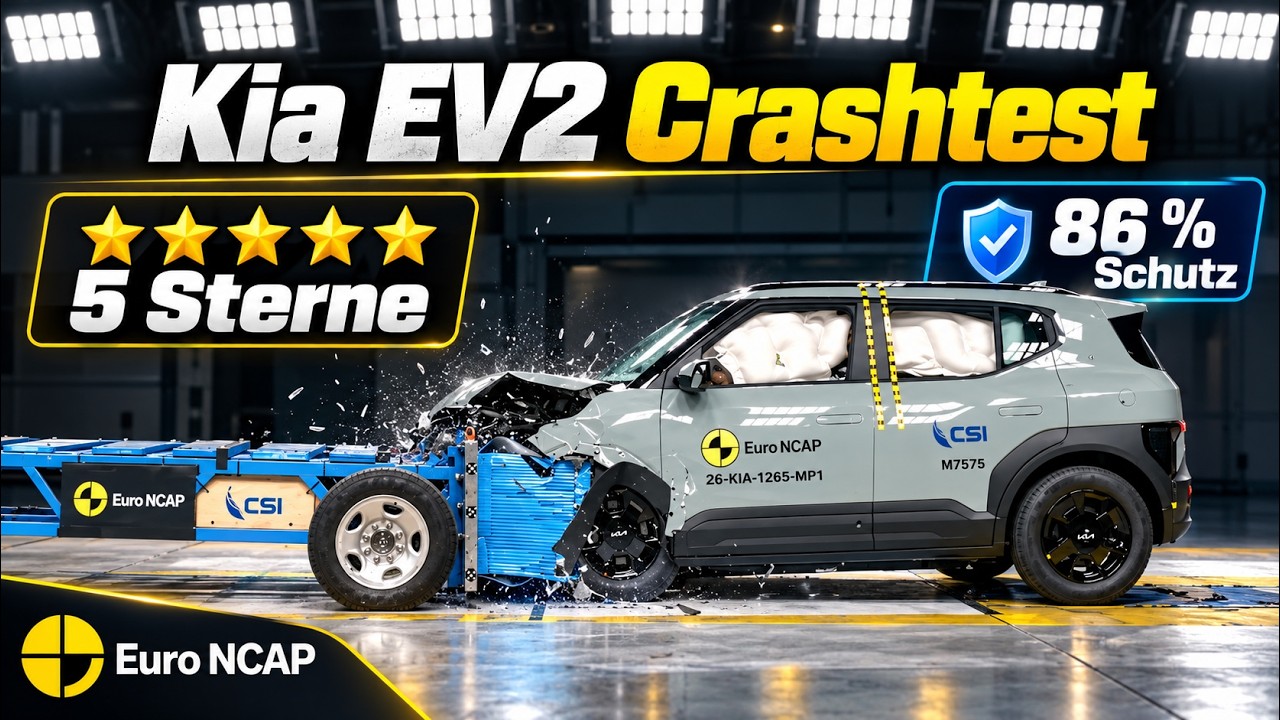 2026 Kia EV2 im Euro-NCAP-Crashtest: 5 Sterne für das Elektro-SUV