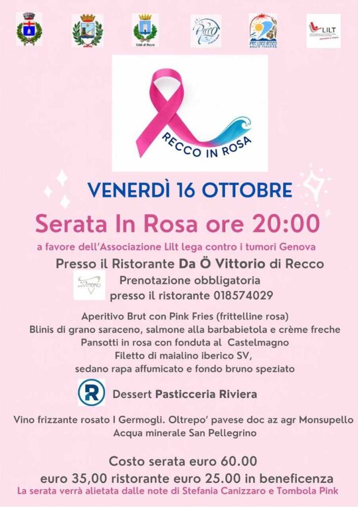 Recco in rosa: le iniziative a favore della Lilt Genova