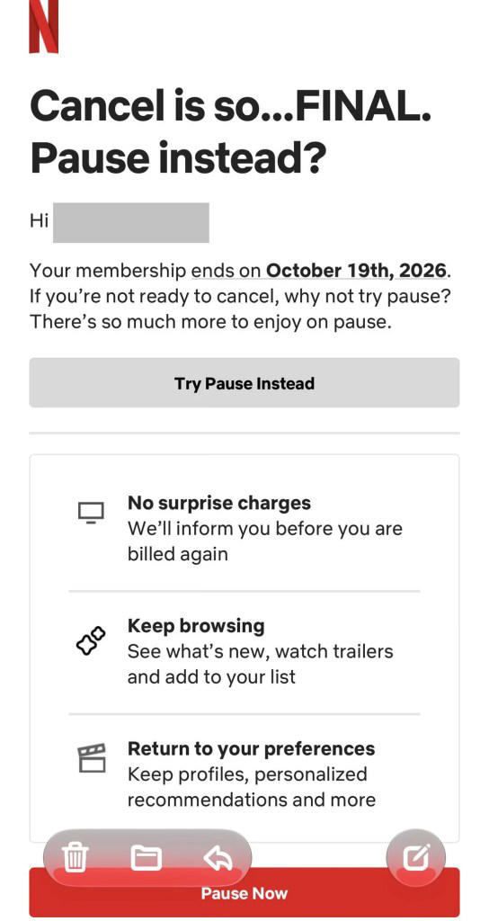 Netflix pushes pause when user goes to cancel, and commenters warn it ...