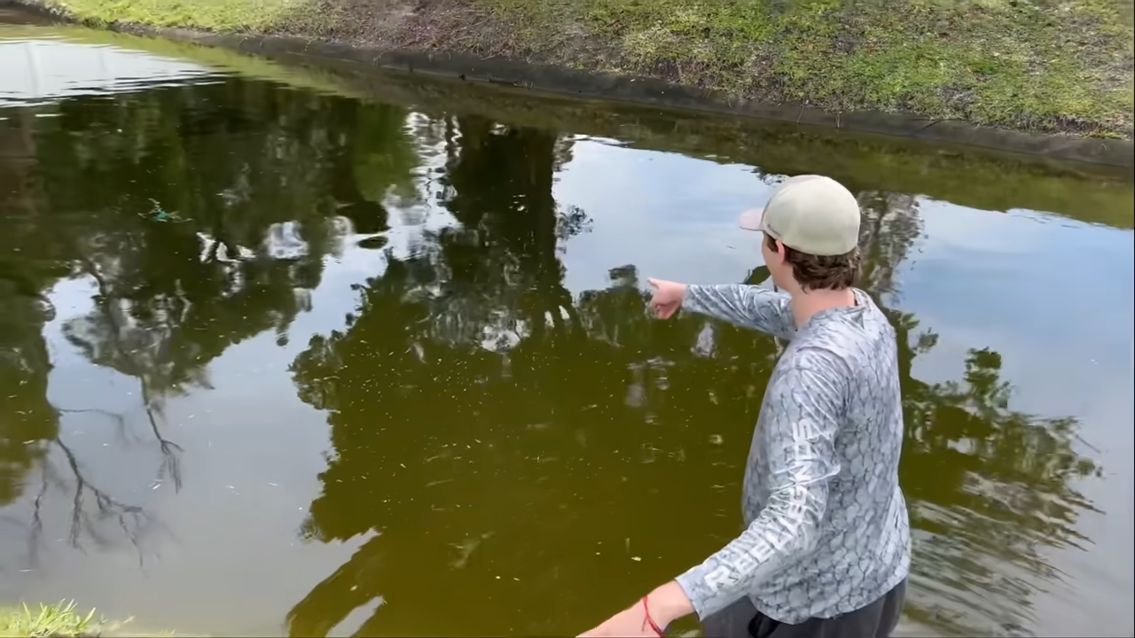 He searched the pond for over a week until a giant monster exploded ...