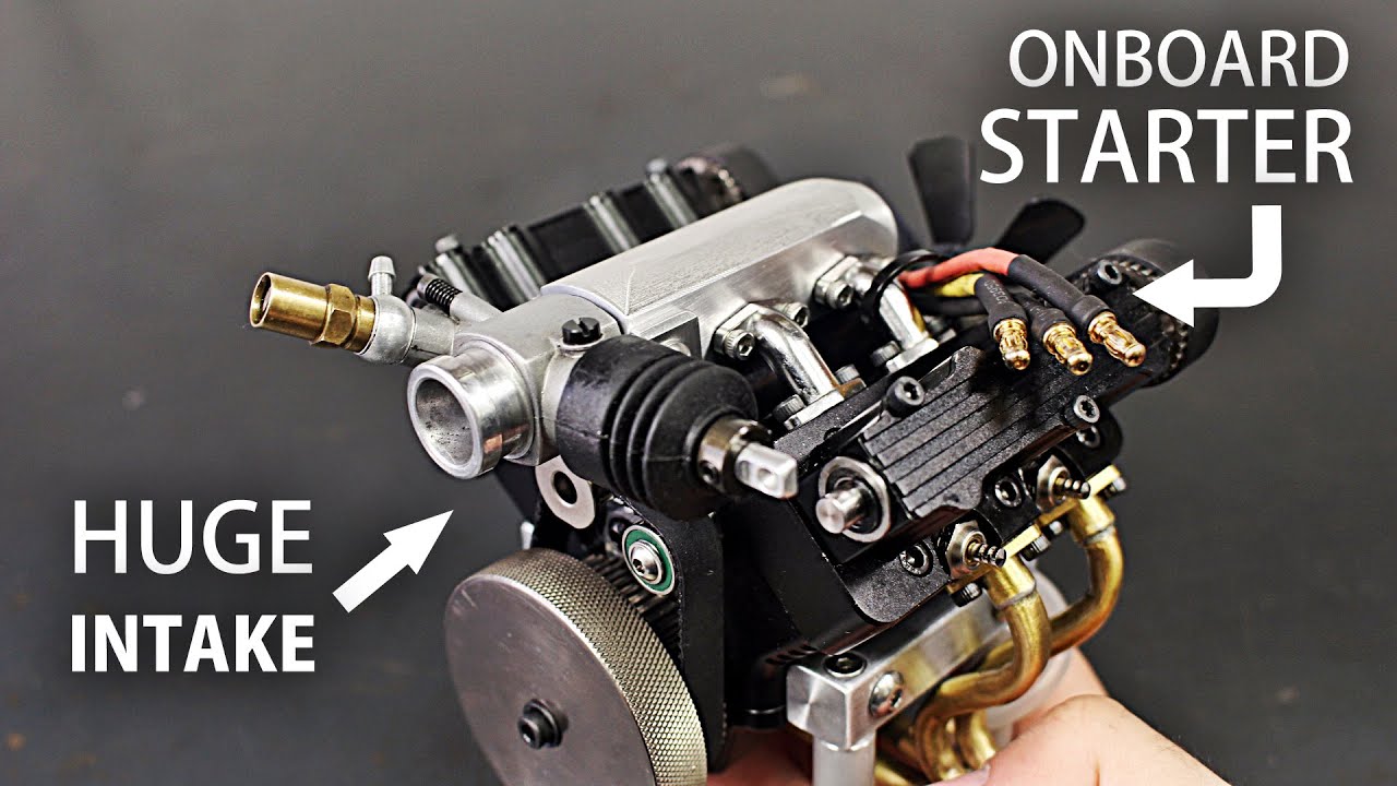 Custom V4 engine intake design and onboard starter setup