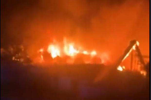 Watch as shocking footage shows beloved restaurant engulfed in flames