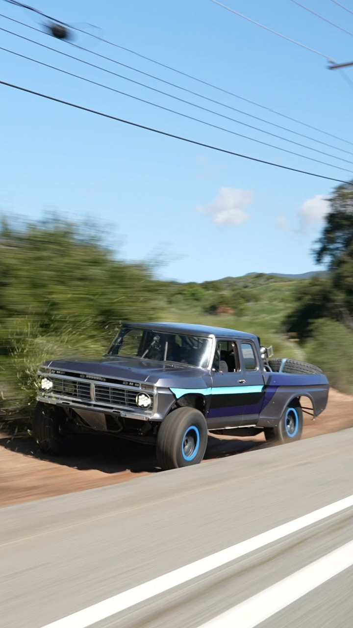 Driving a Ford F100 prerunner across broken roadsides