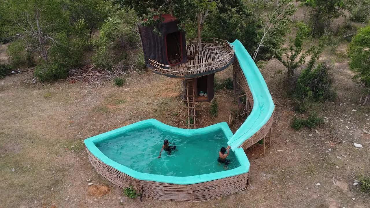 Builder disguises an above-ground private pool villa as a treehouse