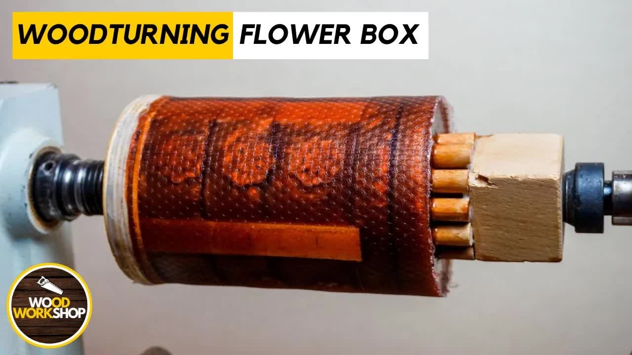 Woodturning a lidded box with a floral resin design