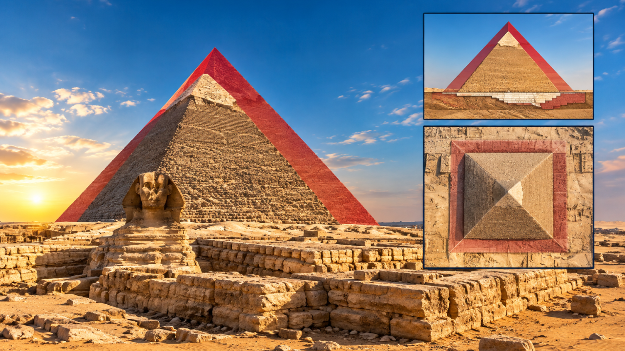 Why Khafre's pyramid has foundations 15 meters beyond its walls