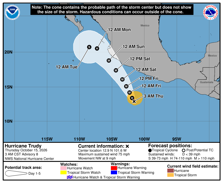 Track Hurricane Trudy as storm could rapidly intensify