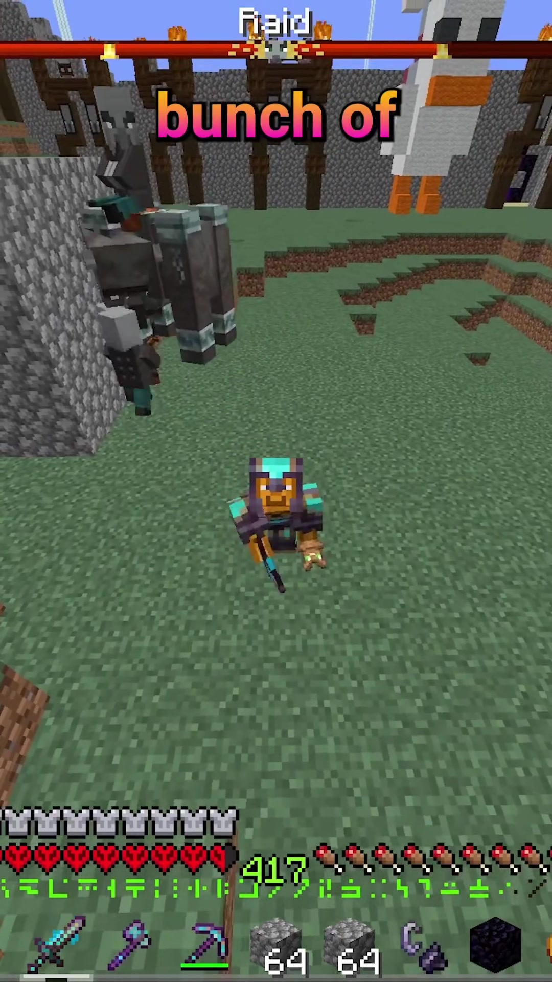 I tamed an entire raid in hardcore Minecraft! #minecraft #mc #mcyt