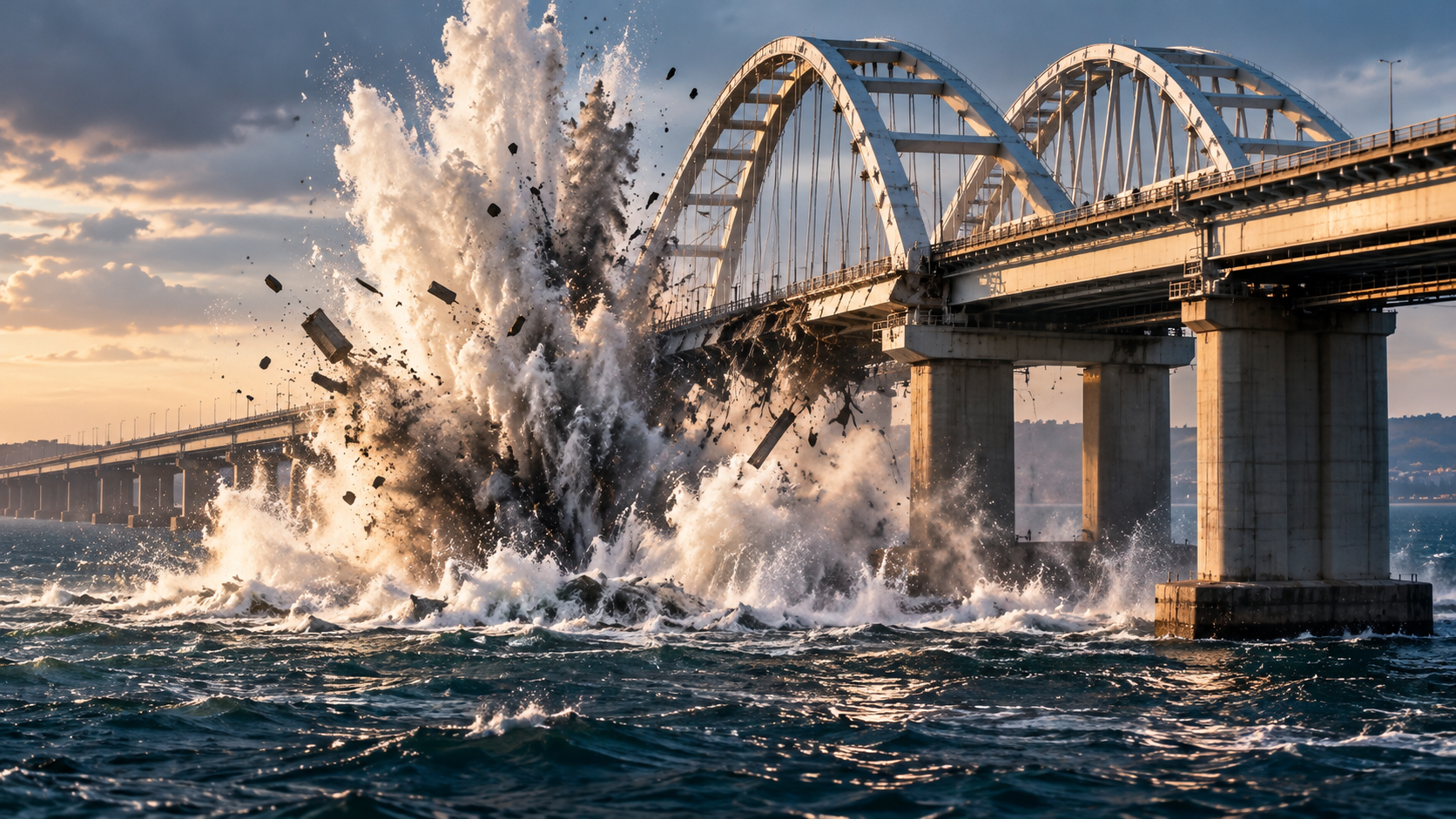 Watch the moment Ukraine strikes Putin’s Crimean bridge underwater ...