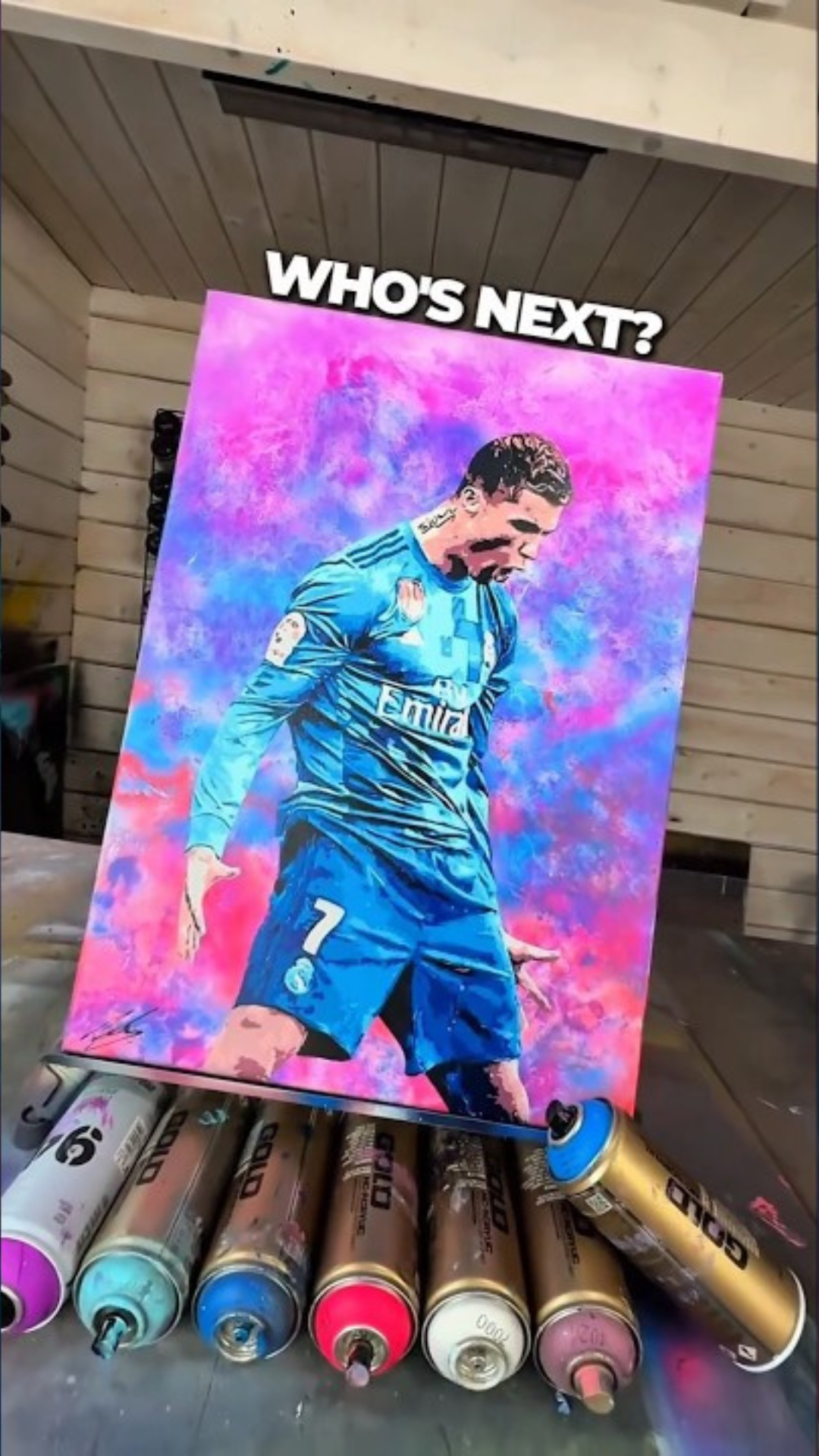 Creating a Cristiano Ronaldo portrait using spray paint